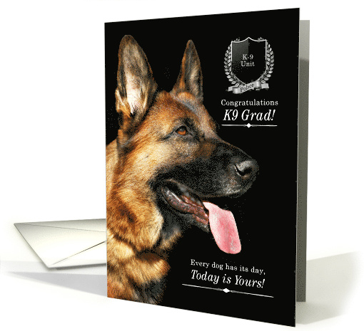 K9 Police Dog Graduate with a German Shepherd on Black card (1728898)