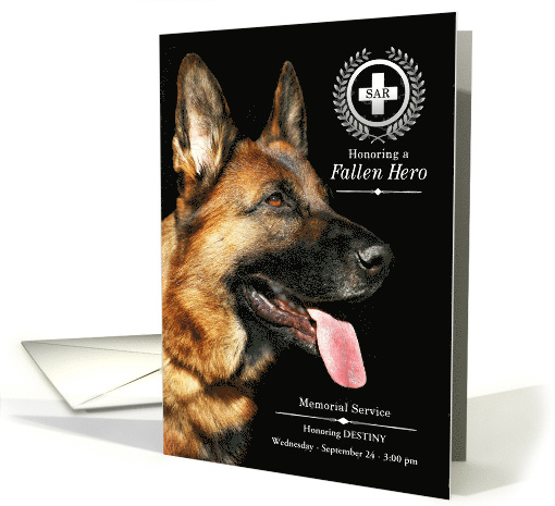 Search and Rescue K9 SAR Memorial Service German Shepherd card