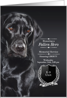 Memorial Service for Police K9 Officer Labrador Retriever Custom card