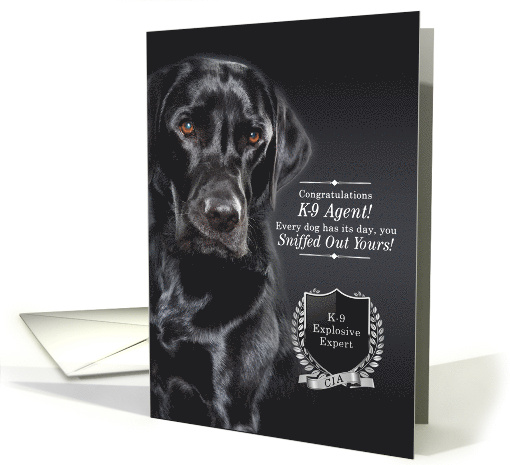 K9 CIA Bomb Dog Graduate Black Labrador Retriever card (1729596)