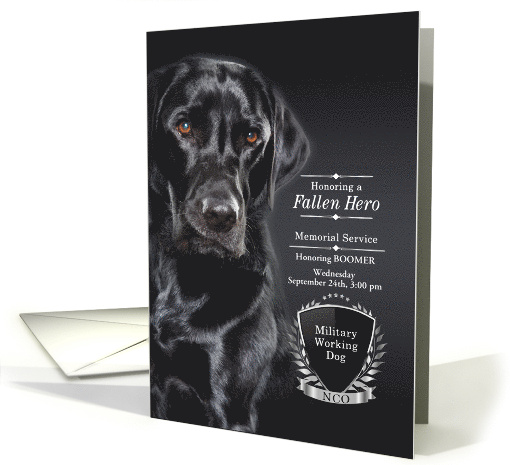 Military Working Dog Memorial Service Black Labrador Retriever card