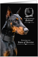 K9 Police Dog Retirement with a Doberman Pinscher on Black card