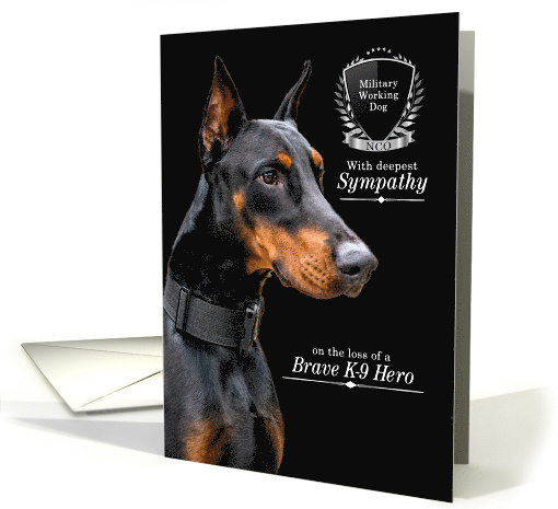 Military Working Dog Sympathy Doberman Pinscher on Black card