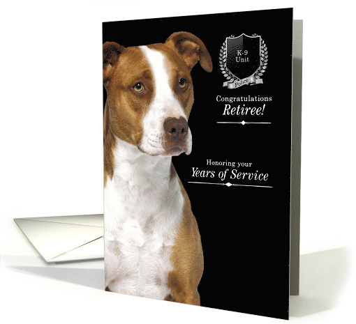 K9 Police Dog Retirement with an American Pit Bull Terrier card