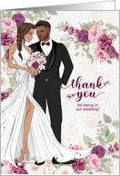 Thank You Wedding Attendants White Bride Brown Groom Custom card