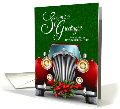 Automotive Business Red Classic Car Season's Greetings Custom card