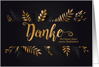 GERMAN Danke Thank You Botanical on Charcoal Gray Blank card