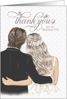 Thank You Wedding Gift Bride and Groom Taupe and Pale Pink card