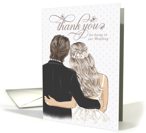 Thank You Wedding Wedding Attendants Taupe and Pale Pink card