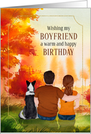 Boyfriend’s Birthday Couple and Dog Scenic View card