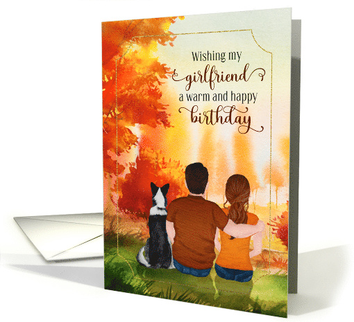 Girlfriend's Birthday Couple and Dog Scenic View card (1730670)