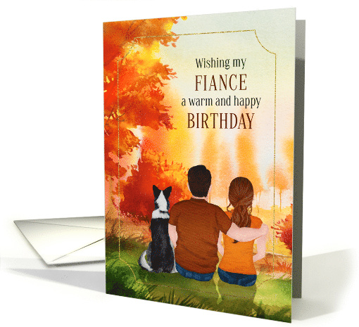 Fiance's Birthday Couple and Dog Scenic View card (1730674)