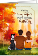 Wife’s Birthday Couple and Dog Scenic View card