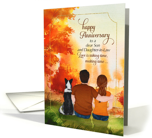 Son and Daughter in Law Wedding Anniversary Autumn Season card