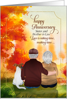 Sister and Brother in Law Wedding Anniversary Senior Couple Autumn card