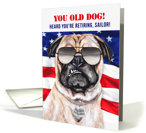 Navy Retirement Funny Pug Dog in Dog Tags card (1731836)