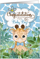 New Baby Boy Congratulations Jungle Giraffe Theme in Blue card