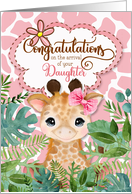 New Baby Girl Congratulations Jungle Giraffe Theme in Pink card