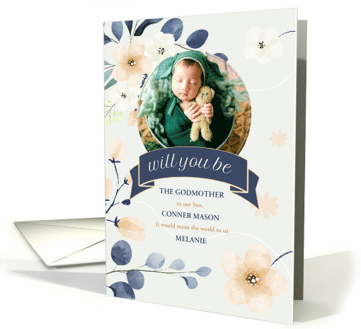 Godmother Request Blue and Yellow Blossoms with Photo card (1732234)