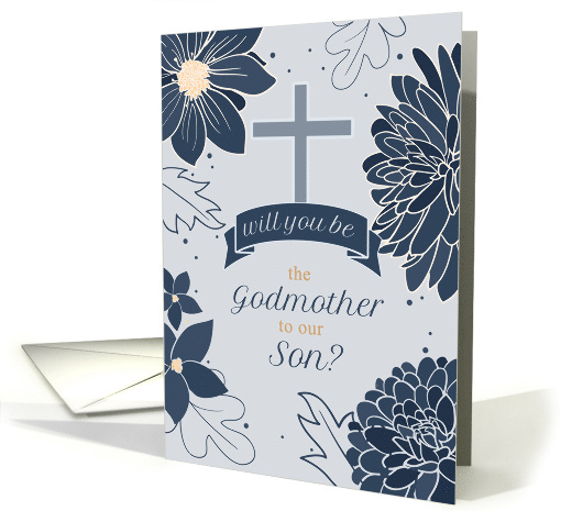 Godmother Request for Son Bold Navy Blue Botanicals card (1732370)