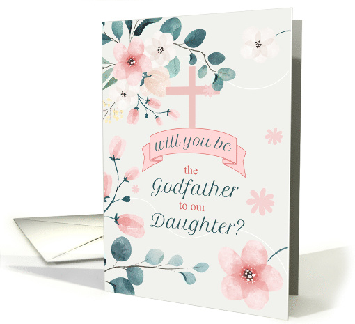 Godfather Request for Daughter Peach Blossoms and Cross card (1732390)