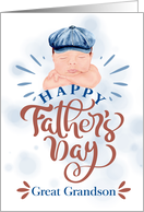 Great Grandson on Father’s Day Cute Baby in a Gatsby Beret card