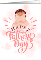 Father’s Day Cute Baby Girl in Peach and Brown card