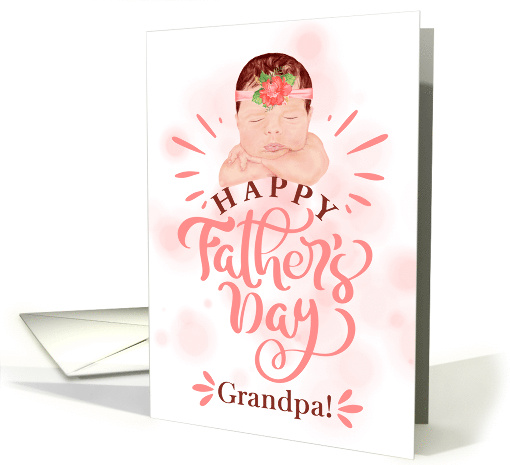 Grandpa on Father's Day Cute Baby Girl in Peach and Brown card