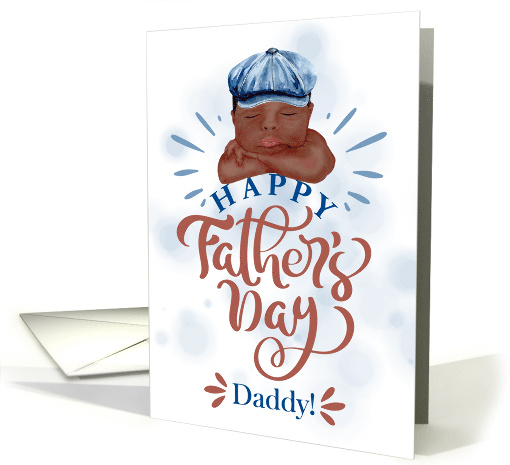 for Daddy Father's Day Brown Skinned Baby Boy in a Denim Cap card