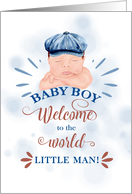 New Baby Congratulations Boy in Blue Welcome to the World card