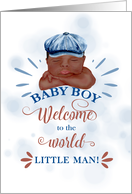 New Baby Congratulations Brown Skinned Baby Boy card