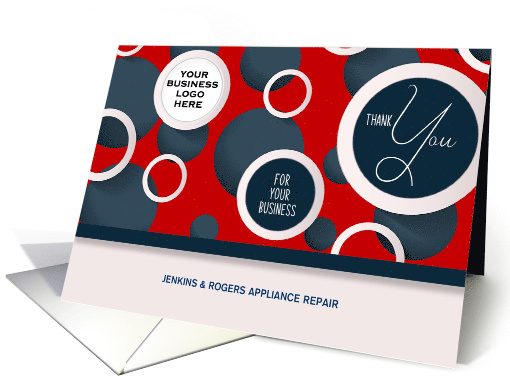 Thank You for Your Business Red Geometric Circles Custom Logo card