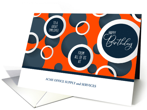 Employee Birthday Orange Geometric Circles Business Name card