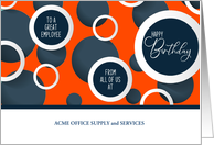 Employee Birthday Orange Geometric Circles Business Name card