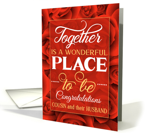 for Cousin and New Husband Wedding Congratulations Red Roses card