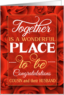 for Cousin and New Husband Wedding Congratulations Red Roses card