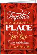 Dad and New Step Mom Wedding Congratulations Red Roses card