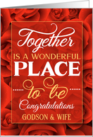 Godson and Wife Wedding Anniversary Red Roses card