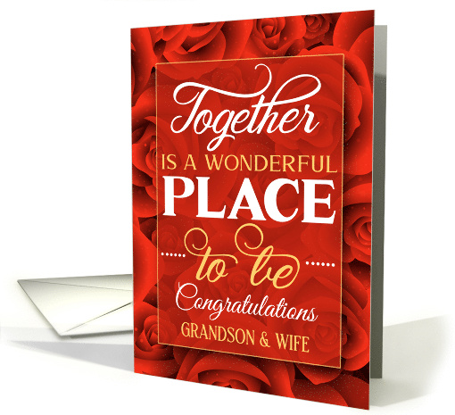 Grandson and Wife Wedding Anniversary Red Roses card (1734656)