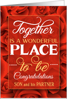 Son and his Partner Wedding Congratulations Red Roses card