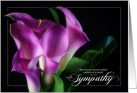 Christian Sympathy Scripture with Purple Calla Lily on Black card