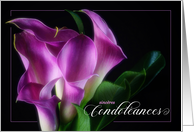 French Condoleances with Purple Calla Lily on Black card