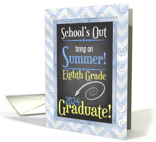 8th Grade Graduate Congratulation Summer Chalkboard Theme card