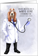 White Coat Ceremony Funny Hound Dog Doctor with Stethoscope card