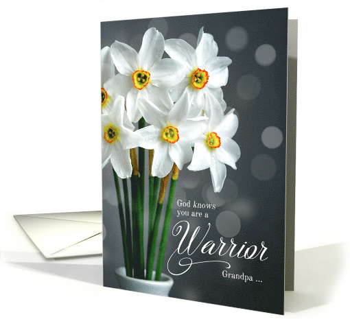 Grandpa Christian Cancer Get Well with White Tulips Warrior card