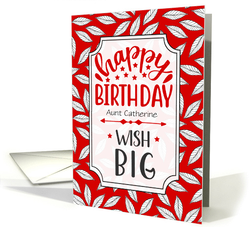 Birthday Wish Big Red Botanical Typography with Custom Relation card