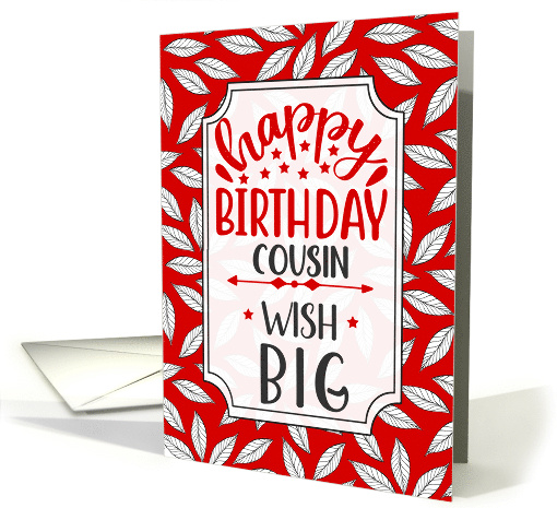 for Cousin Birthday Wish Big Red Botanical Typography card (1736770)