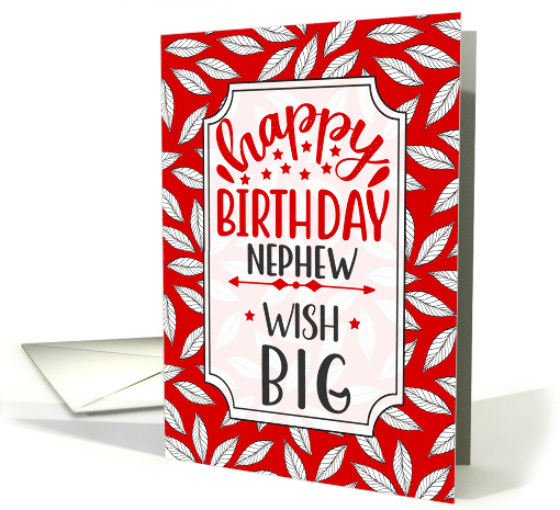 for Nephew Birthday Wish Big Red Botanical Typography card (1737172)