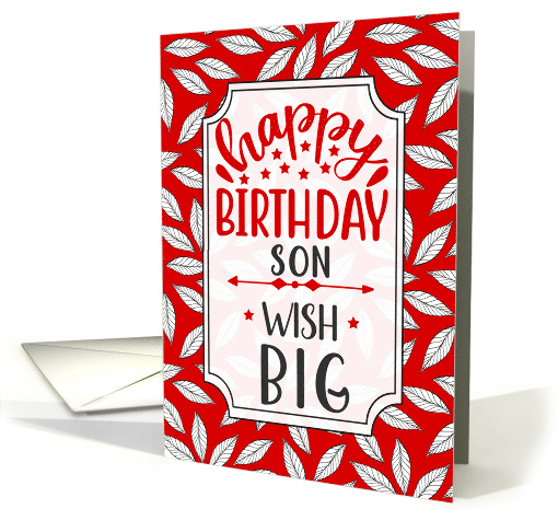 for Son Birthday Wish Big Red Botanical Typography card (1737182)