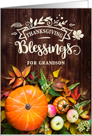 for Grandson Thanksgiving Blessings Harvest Pumkins and Gourds card